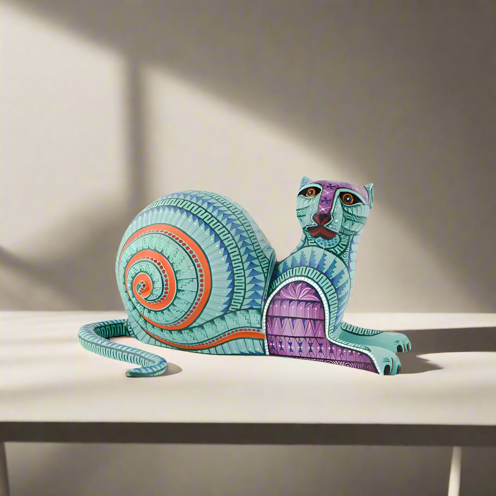 Jaguar Snail Fusion Alebrije For Sale Oaxacan Wood Carving - magiamexica.com