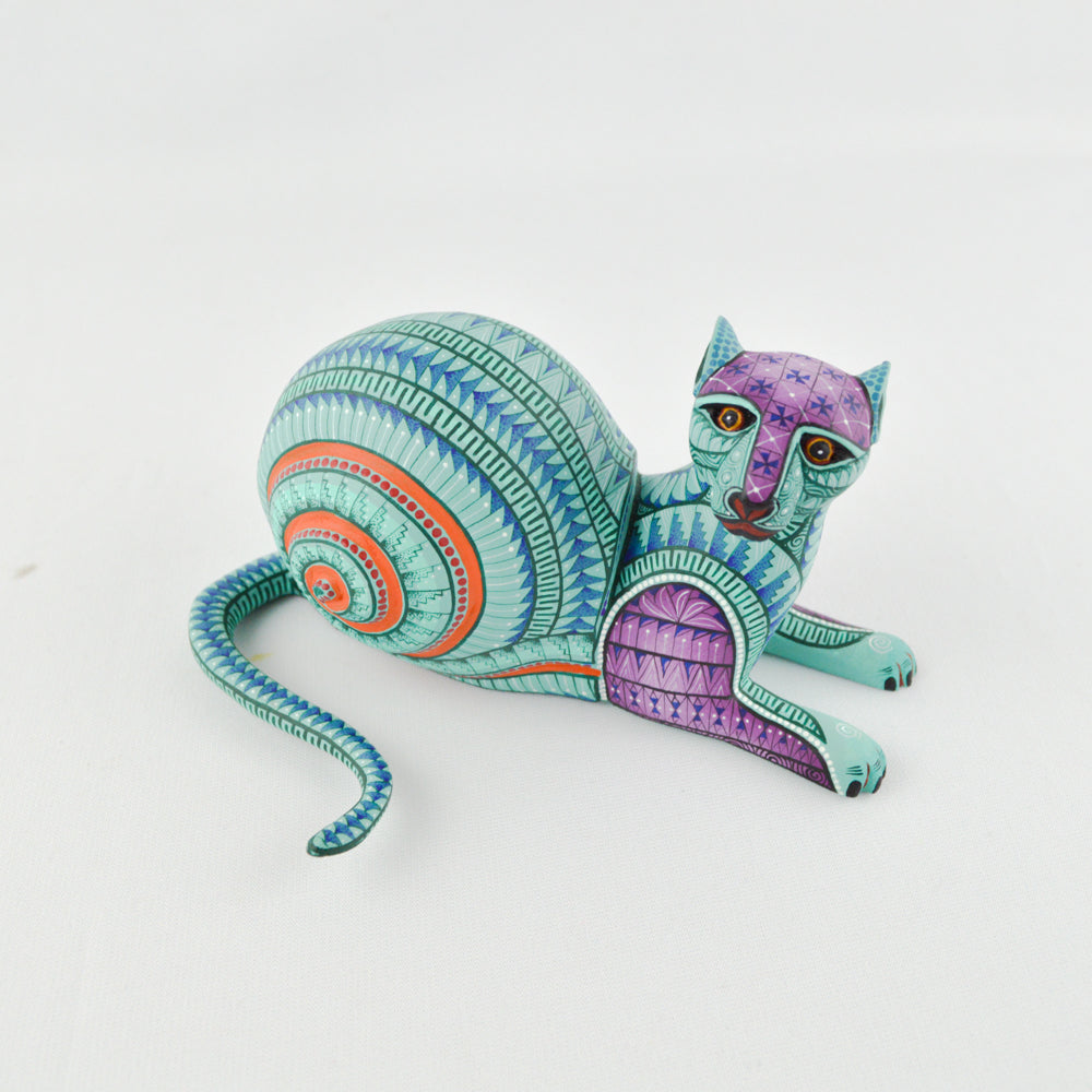 Jaguar Snail Fusion Alebrije For Sale Oaxacan Wood Carving - magiamexica.com