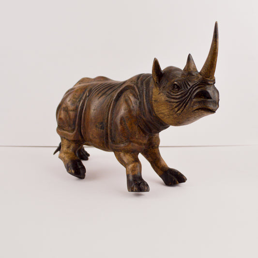 Rhino Wood Carving Sculpture