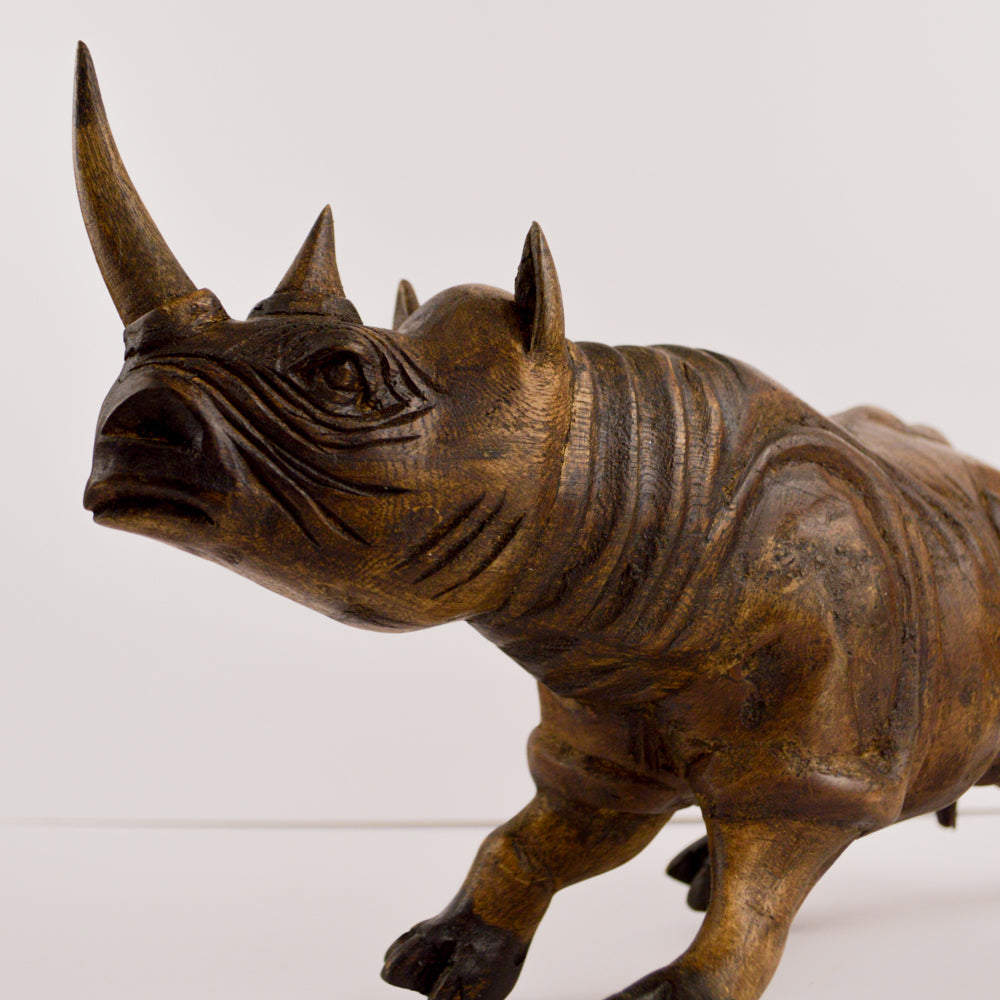 Rhino Wood Carving Sculpture