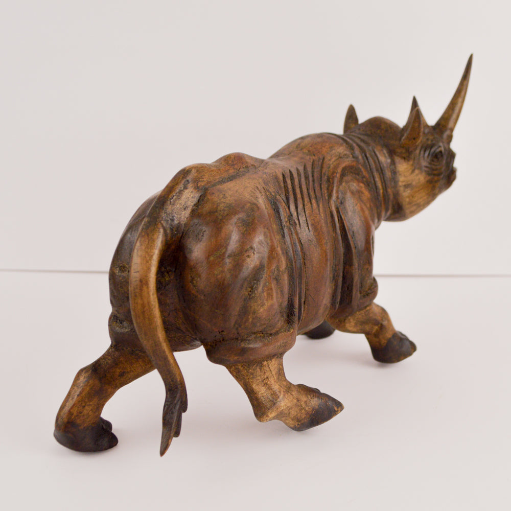 Rhino Wood Carving Sculpture