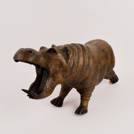 Hippo Wood Carving Sculpture