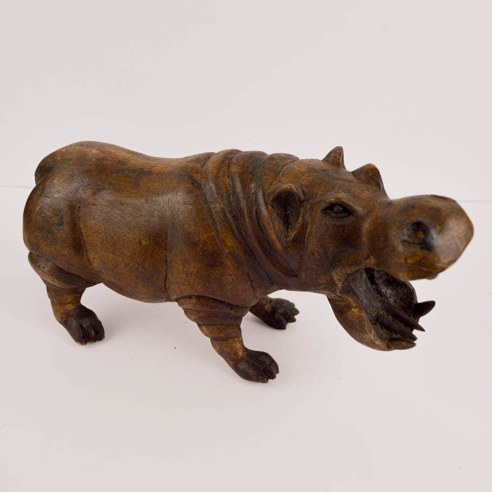 Hippo Wood Carving Sculpture