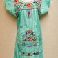 Embroidered Mexican Dress | Mint - Alebrije Huichol Mexican Folk art magiamexica.com