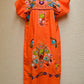 Embroidered Mexican Dress | Orange - Alebrije Huichol Mexican Folk art magiamexica.com