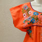 Embroidered Mexican Dress | Orange - Alebrije Huichol Mexican Folk art magiamexica.com