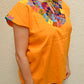 Embroidered Mexican Blouse | Amber - Alebrije Huichol Mexican Folk art magiamexica.com