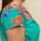 Embroidered Mexican Blouse | Turquoise - Alebrije Huichol Mexican Folk art magiamexica.com