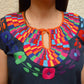 Embroidered Mexican Blouse | Navy - Alebrije Huichol Mexican Folk art magiamexica.com