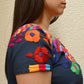 Embroidered Mexican Blouse | Navy - Alebrije Huichol Mexican Folk art magiamexica.com