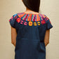 Embroidered Mexican Blouse | Navy - Alebrije Huichol Mexican Folk art magiamexica.com