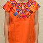 Embroidered Mexican Blouse | Orange - Alebrije Huichol Mexican Folk art magiamexica.com