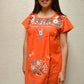 Embroidered Mexican Dress | Orange - Alebrije Huichol Mexican Folk art magiamexica.com