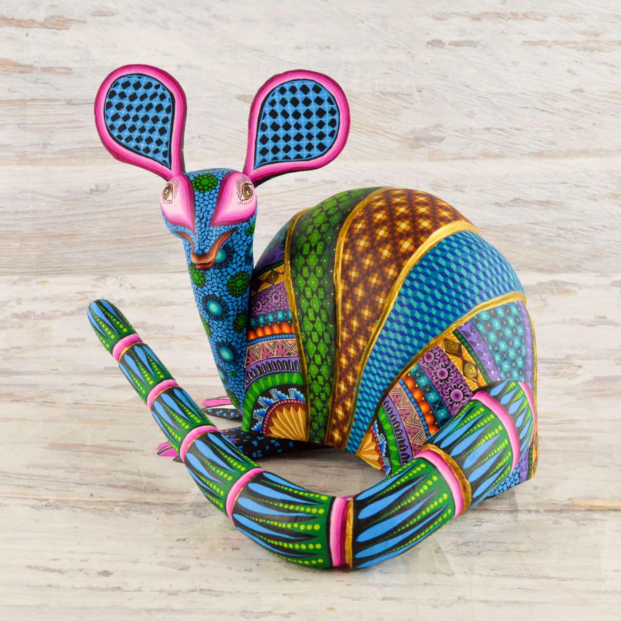 Hand Carved and Painted Armadillo Alebrije. orders