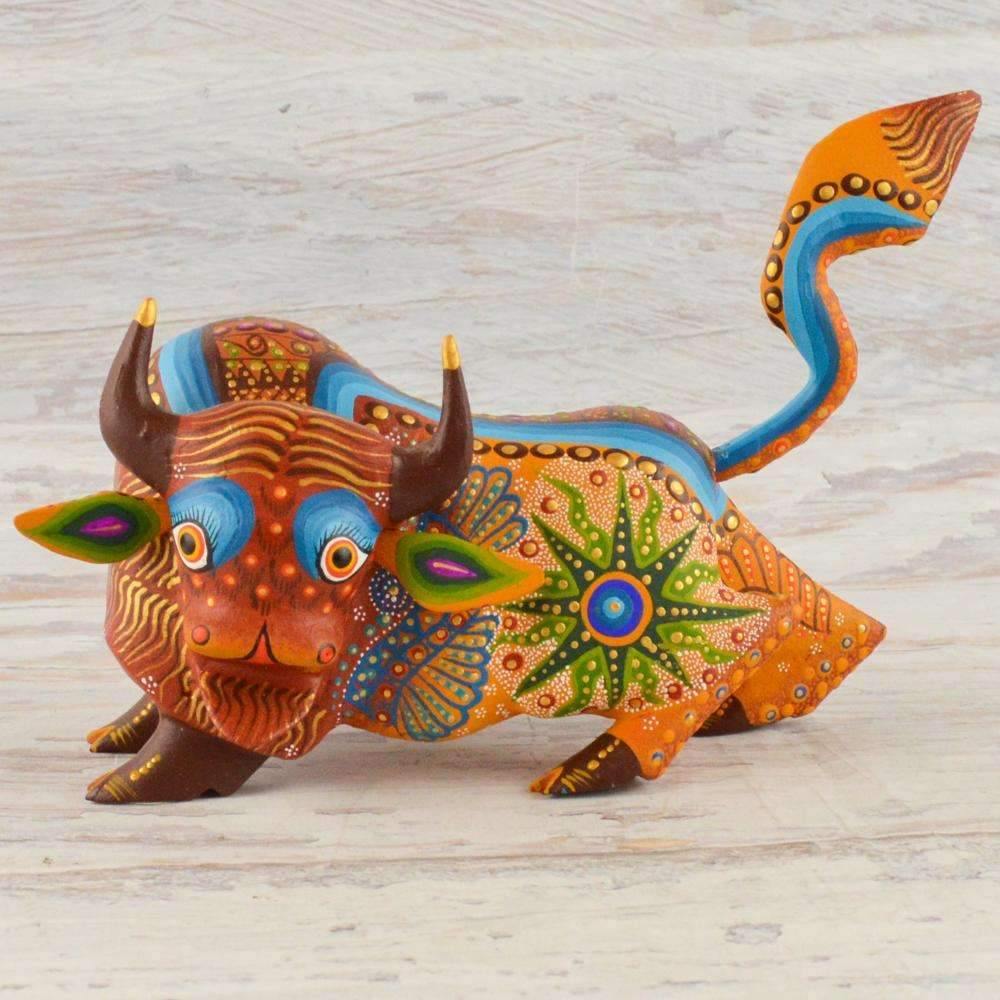 Bison Alebrije Oaxacan Wood Carving - Alebrije Huichol Mexican Folk art magiamexica.com