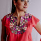 Embroidered Mexican Blouse | Flowers - Alebrije Huichol Mexican Folk art magiamexica.com