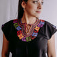 Embroidered Mexican Blouse | Flowers - Alebrije Huichol Mexican Folk art magiamexica.com