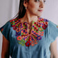Embroidered Mexican Blouse | Flowers - Alebrije Huichol Mexican Folk art magiamexica.com