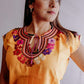 Embroidered Mexican Blouse | Flowers - Alebrije Huichol Mexican Folk art magiamexica.com