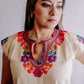 Embroidered Mexican Blouse | Flowers - Alebrije Huichol Mexican Folk art magiamexica.com