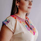 Embroidered Mexican Blouse | Flowers - Alebrije Huichol Mexican Folk art magiamexica.com